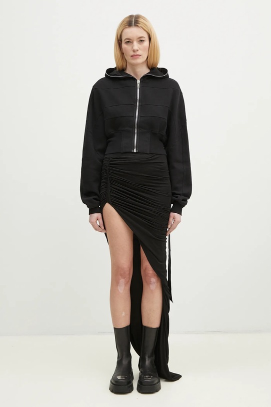 Rick Owens bluza bawełniana Collage Gimp z kapturem czarny DS01E3233.F