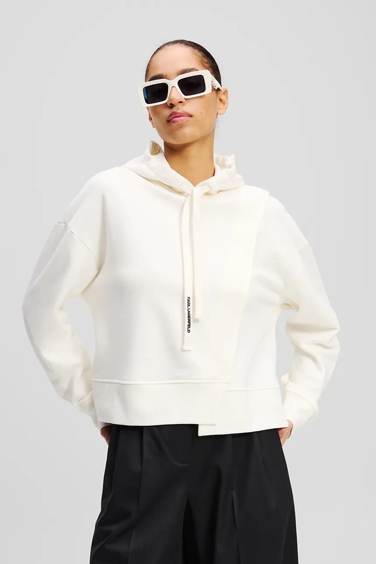 Karl Lagerfeld bluza bawełniana bawełna beżowy A2W20005