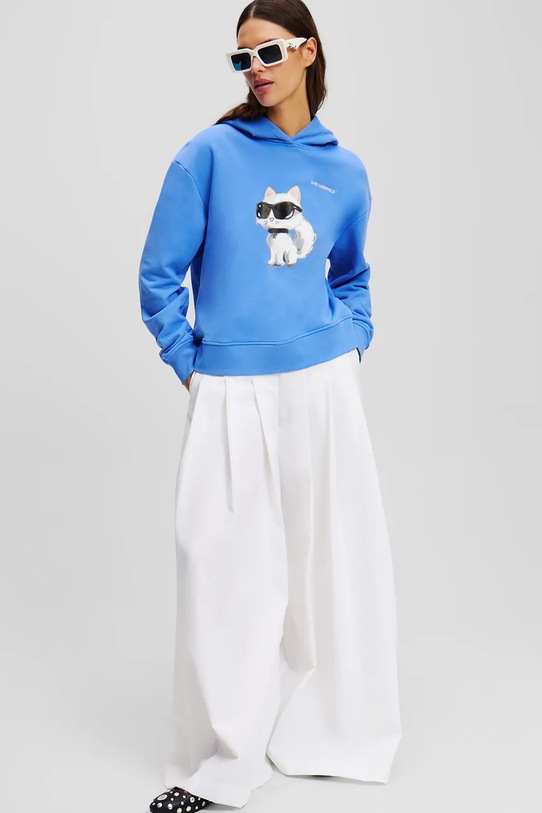 Karl Lagerfeld bluza bawełniana niebieski A2W20070