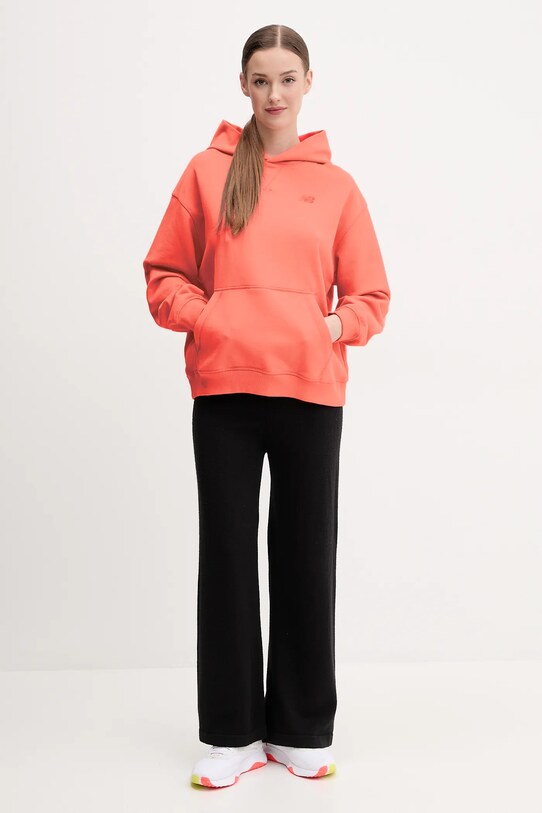 Памучен суичър New Balance WT41537DTR оранжев SS25