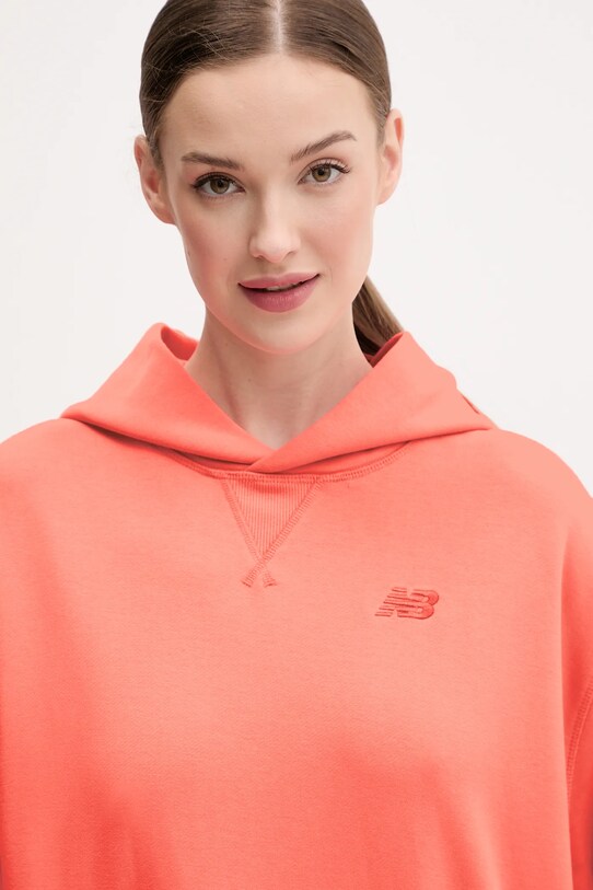 Памучен суичър New Balance оранжев WT41537DTR