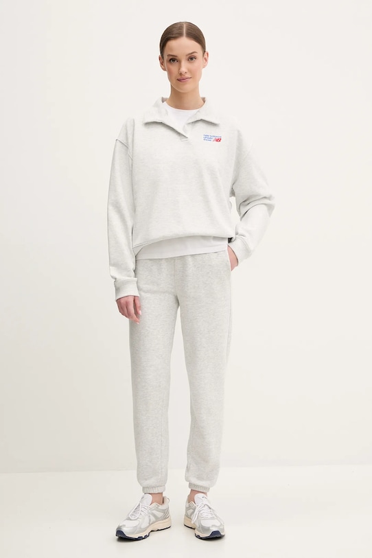 Памучен суичър New Balance WT51513AHH сив SS25