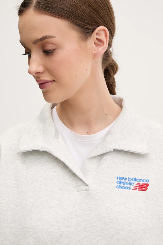 Памучен суичър New Balance сив WT51513AHH