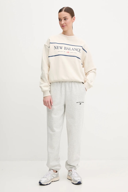 Bavlnená mikina New Balance WT51923LIN béžová SS25