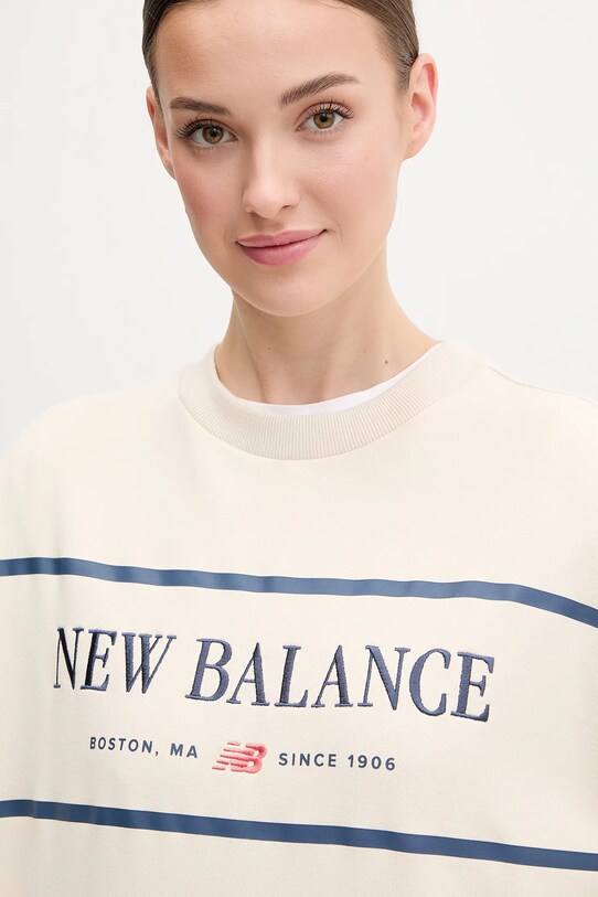 Bavlnená mikina New Balance béžová WT51923LIN