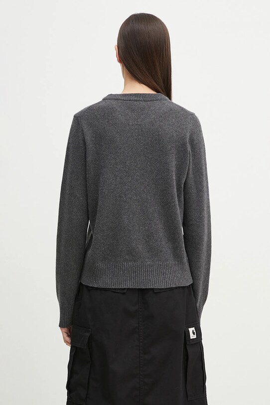 Odzież GANNI sweter Graphic Wool Mix Bear Crewneck K2370 szary