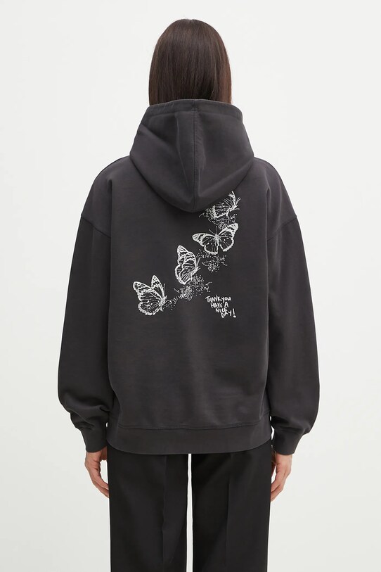 Одяг Бавовняна кофта GANNI Isoli Heart Oversized T4082 сірий