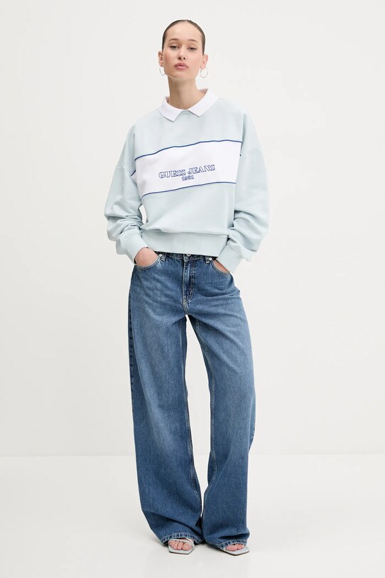 Guess Jeans hanorac de bumbac W5GQ17.K68I4 albastru SS25
