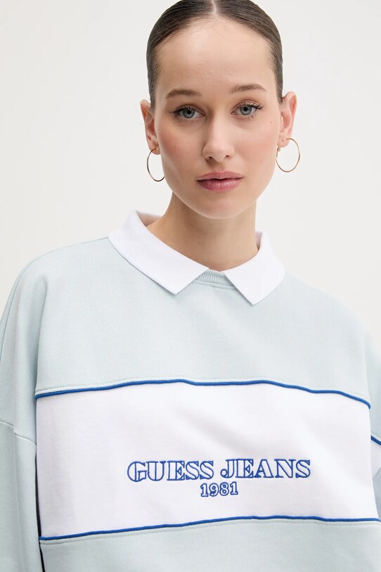 Guess Jeans hanorac de bumbac albastru W5GQ17.K68I4