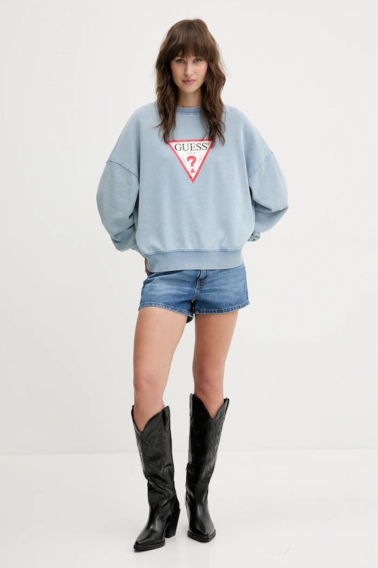 Guess Jeans bluza bawełniana W5GQ19.KCTJ1 niebieski SS25