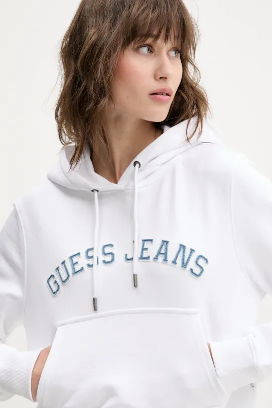 Pamučna dukserica Guess Jeans bijela W5GQ22.K68I4