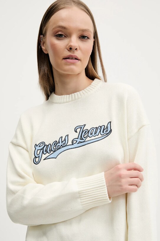 Guess Jeans pulover de bumbac bej W5GR00.Z3HM1