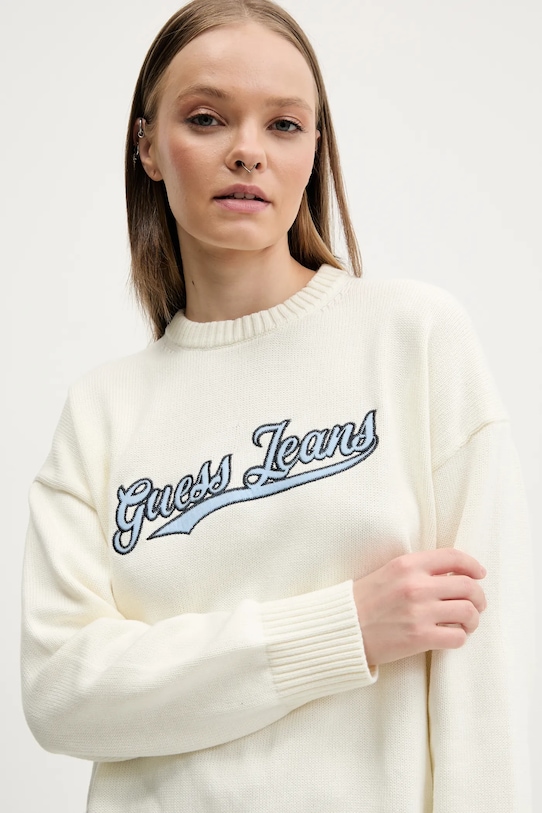 Guess Jeans pamut pulóver bézs W5GR00.Z3HM1