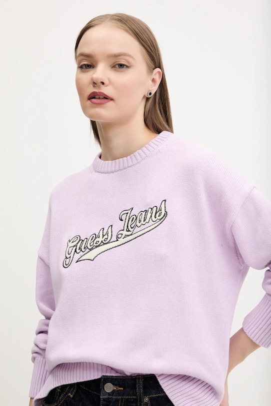 Pamučni pulover Guess Jeans pamuk ljubičasta W5GR00.Z3HM1
