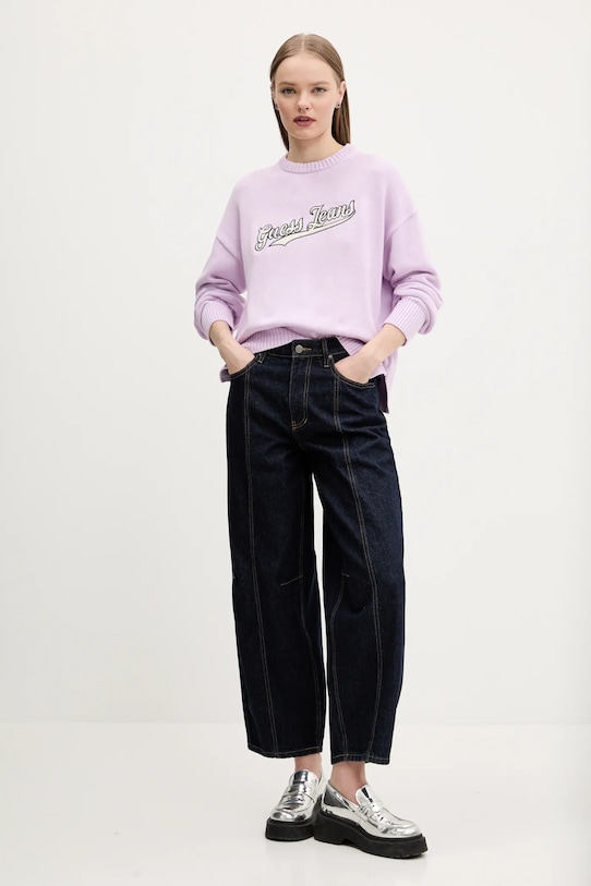 Pamučni pulover Guess Jeans W5GR00.Z3HM1 ljubičasta SS25