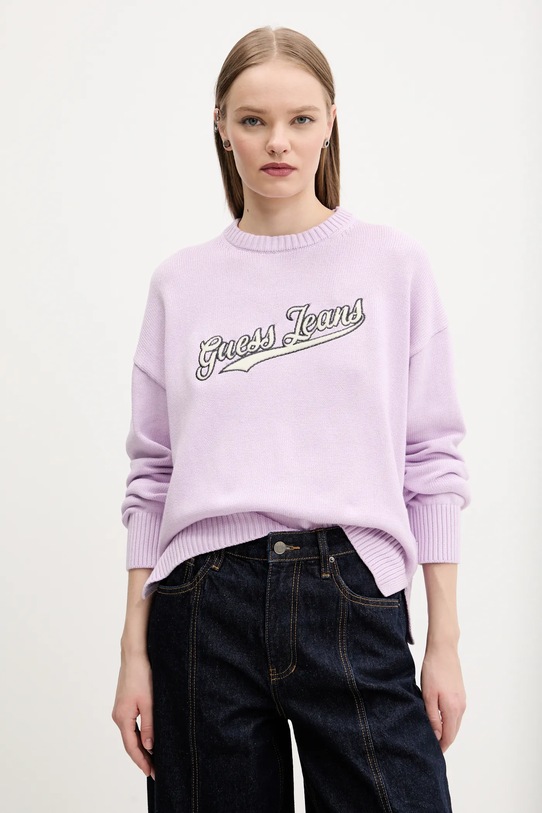 Pamučni pulover Guess Jeans ljubičasta W5GR00.Z3HM1