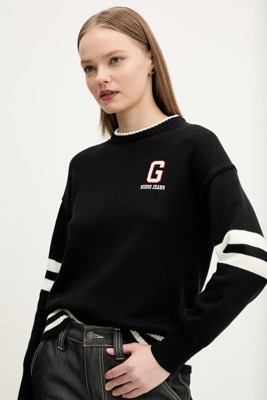 Бавовняний светр Guess Jeans чорний W5GR01.Z3HM1