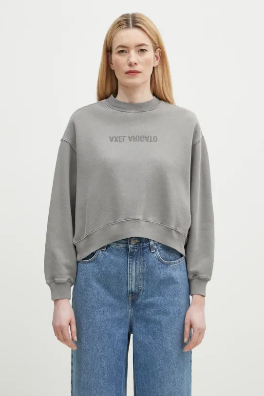 Bavlněná mikina Axel Arigato Distort Washed Sweatshirt potisk šedá A3013001