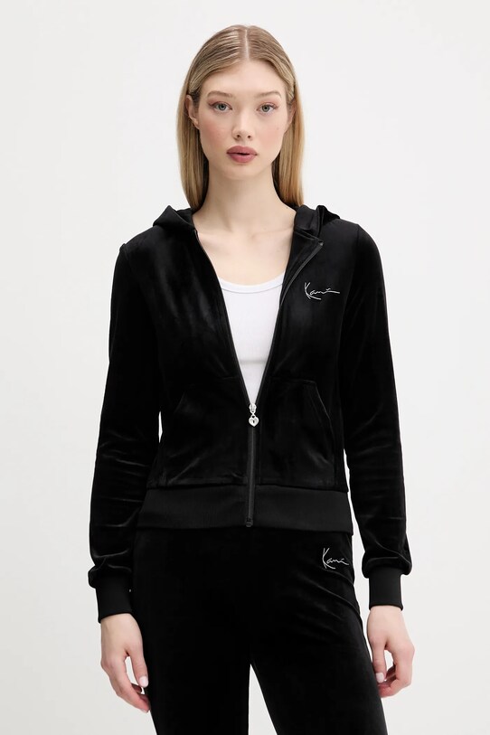 Karl Kani bluza welurowa aplikacja czarny 61860032
