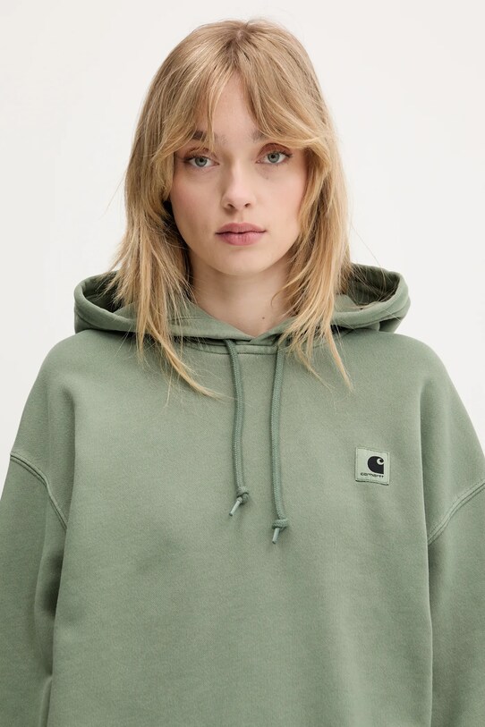 Βαμβακερή μπλούζα Carhartt WIP Hooded Nelson Sweat πράσινο I032741.1YFGD
