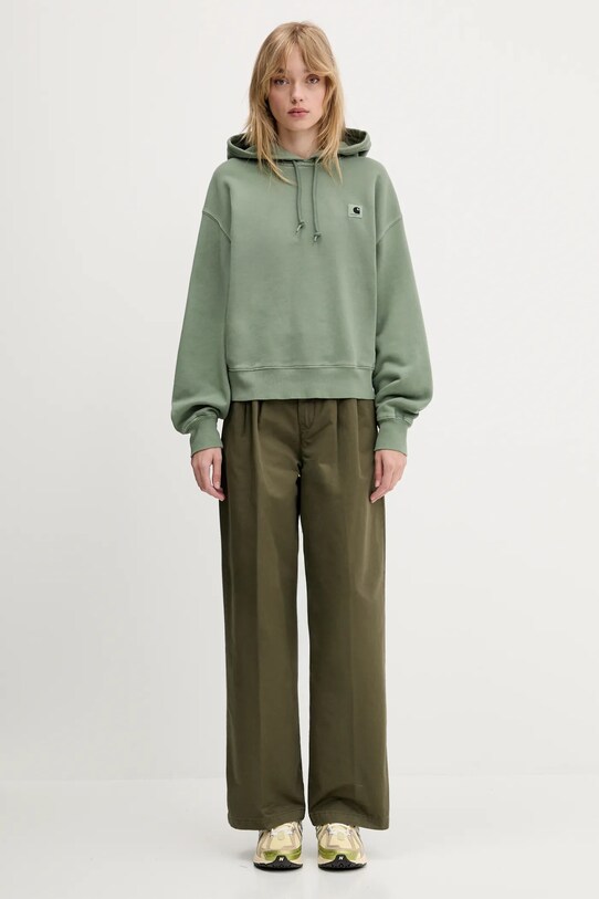 Βαμβακερή μπλούζα Carhartt WIP Hooded Nelson Sweat I032741.1YFGD πράσινο