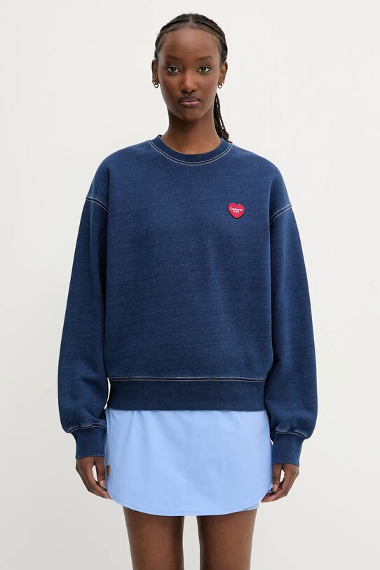 Bavlněná mikina Carhartt WIP Ingo Sweat hladký modrá I034677.E4GD