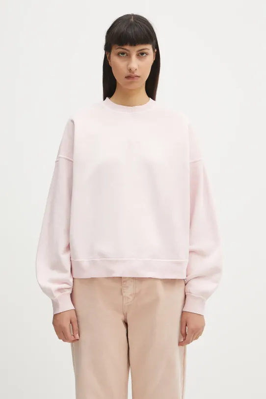 Pamučna dukserica Carhartt WIP Benton Sweat bez uzorka roza I034511.2P7GD