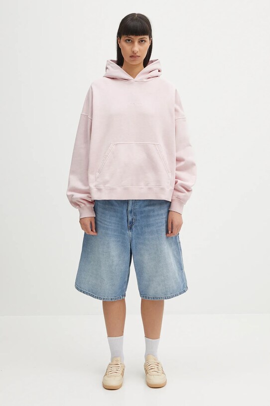 Carhartt WIP bluza bawełniana Hooded Benton Sweat I034512.2P7GD różowy