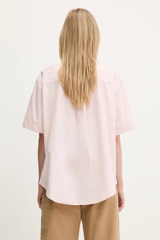 Odzież Carhartt WIP koszula bawełniana S/S Jaxon Shirt I033080.2QDXX różowy