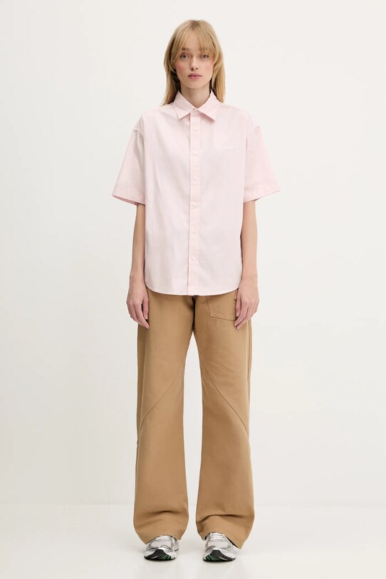 Бавовняна сорочка Carhartt WIP S/S Jaxon Shirt I033080.2QDXX рожевий