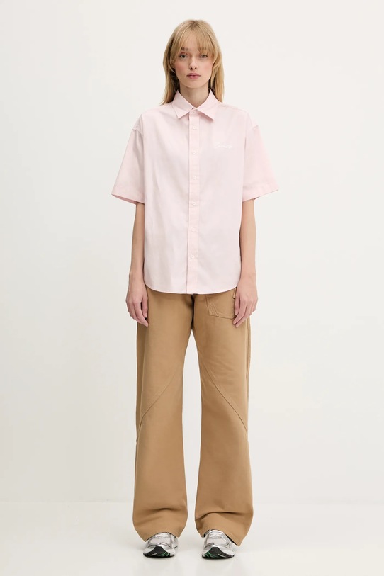 Carhartt WIP koszula bawełniana S/S Jaxon Shirt I033080.2QDXX różowy
