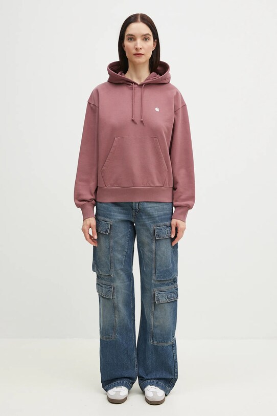 Carhartt WIP bluza bawełniana Hooded Casey Sweatshirt I032644.2RSXX różowy