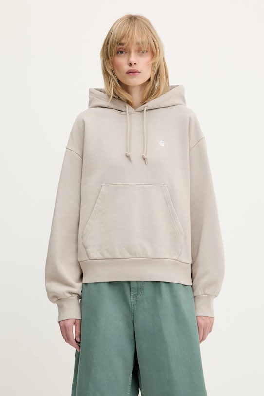 Βαμβακερή μπλούζα Carhartt WIP Hooded Casey Sweatshirt απλό μπεζ I032644.2RTXX