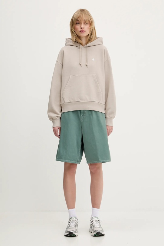 Βαμβακερή μπλούζα Carhartt WIP Hooded Casey Sweatshirt I032644.2RTXX μπεζ