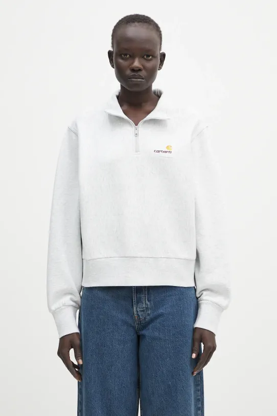 Carhartt WIP bluza American Scr. High Neck Swt gładkie szary I033827.482XX