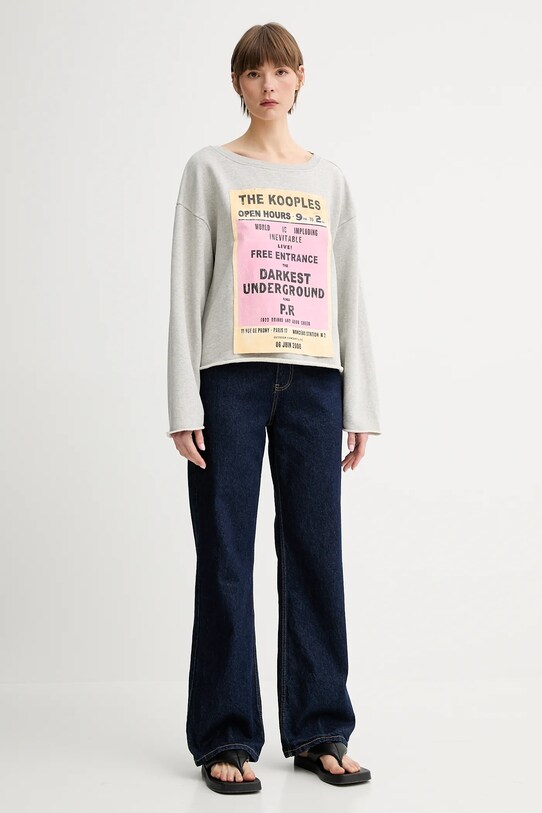 The Kooples pamut melegítőfelső FSWE30013K szürke SS25