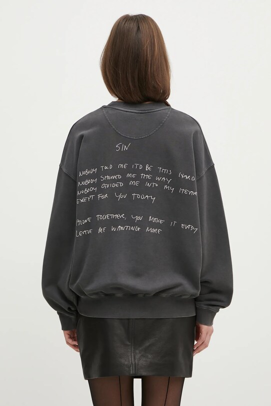 Одежда Хлопковая кофта Anine Bing Jaci Sweatshirt Lyrics A.08.10904 серый