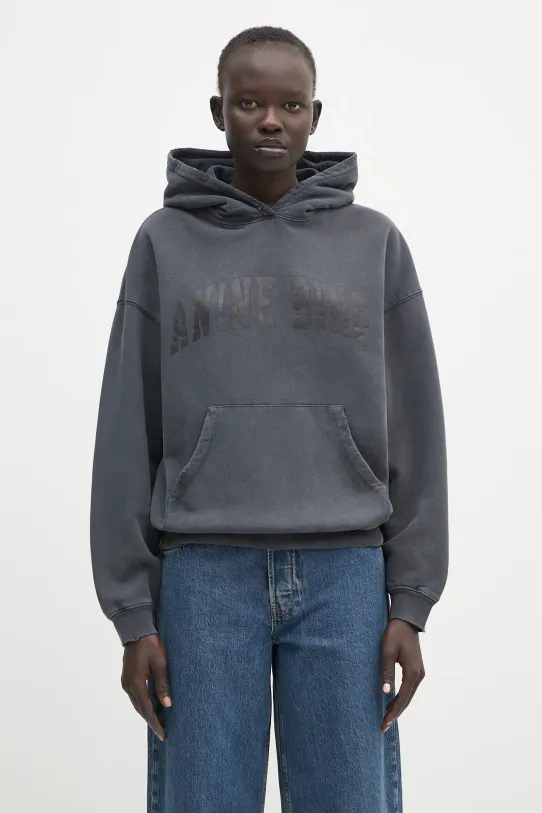 Anine Bing bluza bawełniana Harvey Sweatshirt nadruk szary S.08.5185