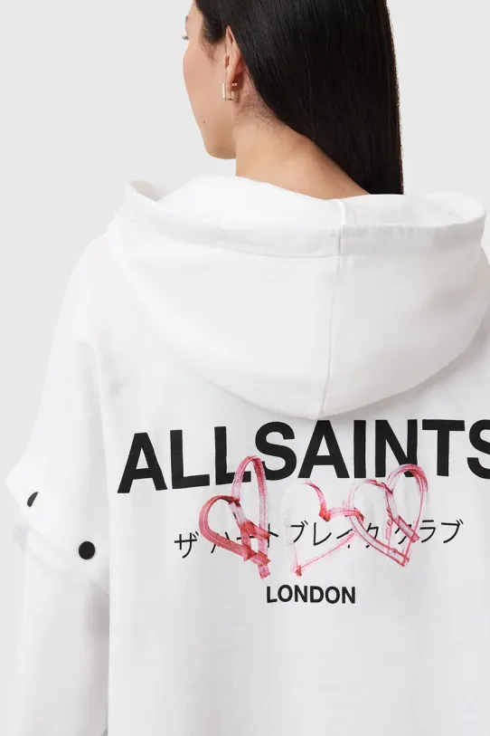 Îmbrăcăminte AllSaints hanorac de bumbac AMORE AMPHIE W057JC alb