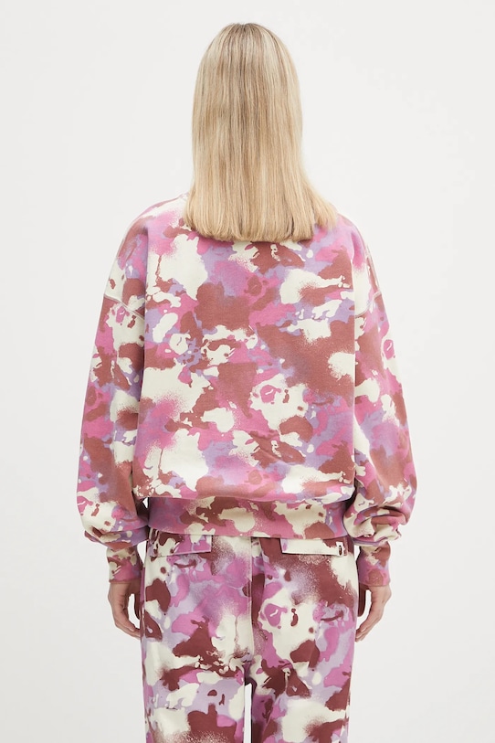 Odzież A Bathing Ape bluza bawełniana Map Camo Crewneck 1L30213001 różowy