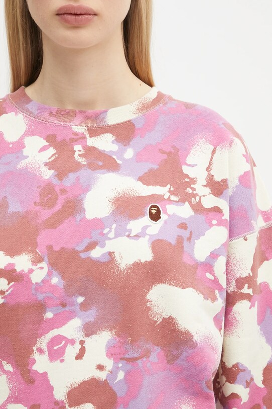 A Bathing Ape bluza bawełniana Map Camo Crewneck różowy 1L30213001