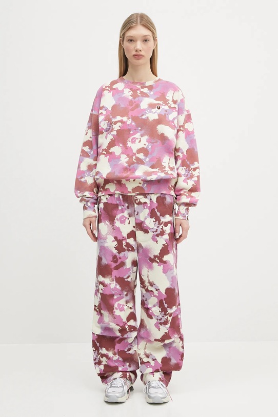 A Bathing Ape bluza bawełniana Map Camo Crewneck 1L30213001 różowy