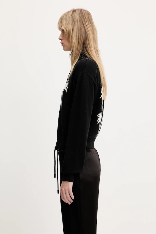 Palm Angels cardigan con aggiunta di lana Palms Knit Track PWHA061S25KNI0011003 nero SS25