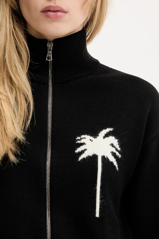 Palm Angels wool blend cardigan Palms Knit Track black PWHA061S25KNI0011003