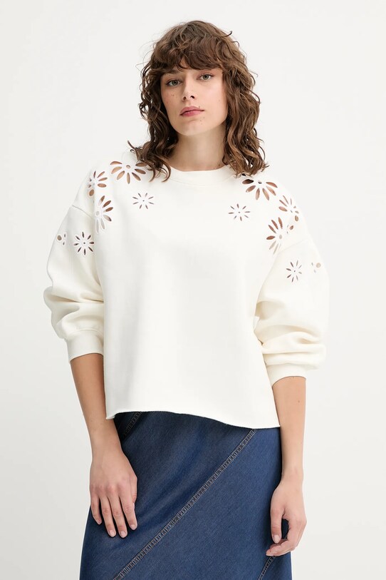 Levi's bluză LEO RAW CUT CREW flori bej A8793