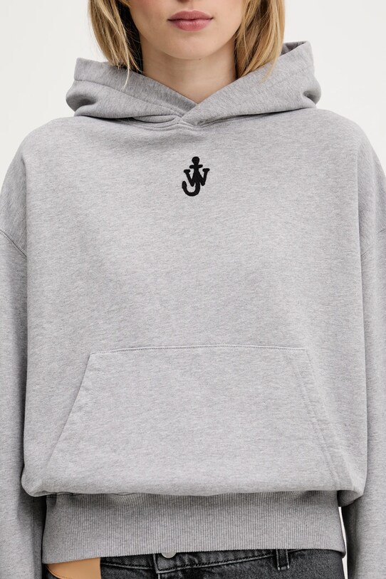 Хлопковая кофта JW Anderson Anchor Embroidery Cropped серый JW0216.PG1719.907