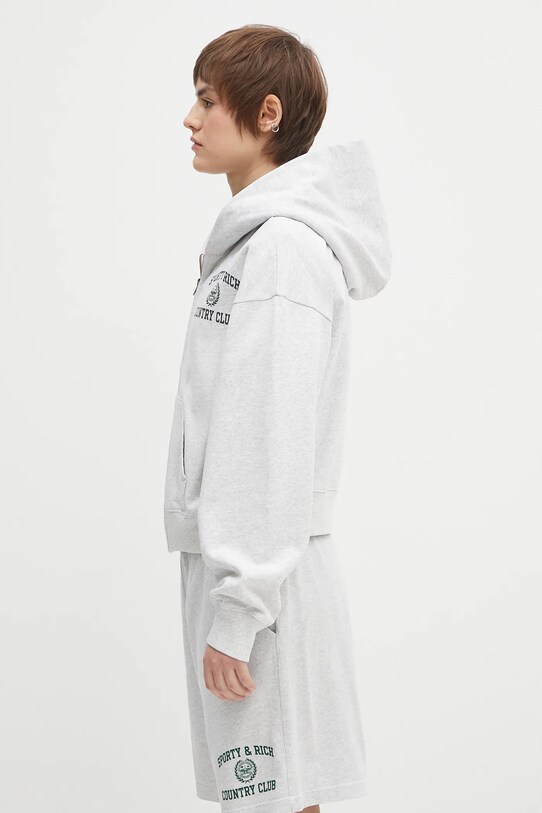 Памучен суичър Sporty & Rich Varsity Crest Cropped Zip ST068606218GY03 сив SS25