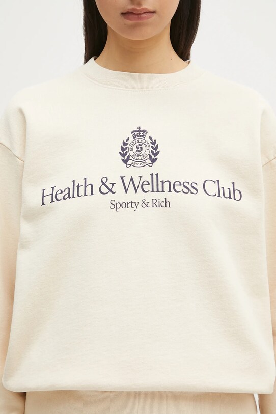 Sporty & Rich bluza bawełniana H&W Crest Crewneck beżowy ST071606241CR01