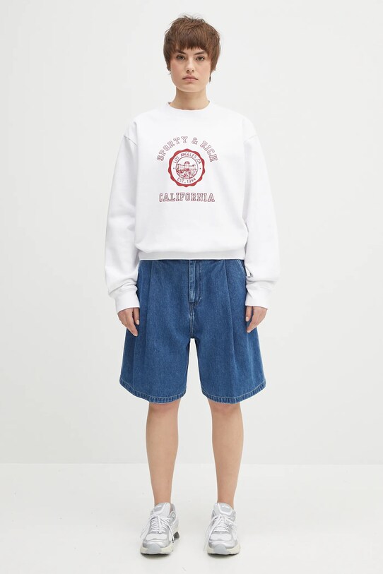 Sporty & Rich bluza bawełniana California Emblem Crewneck ST071606508WH01 biały
