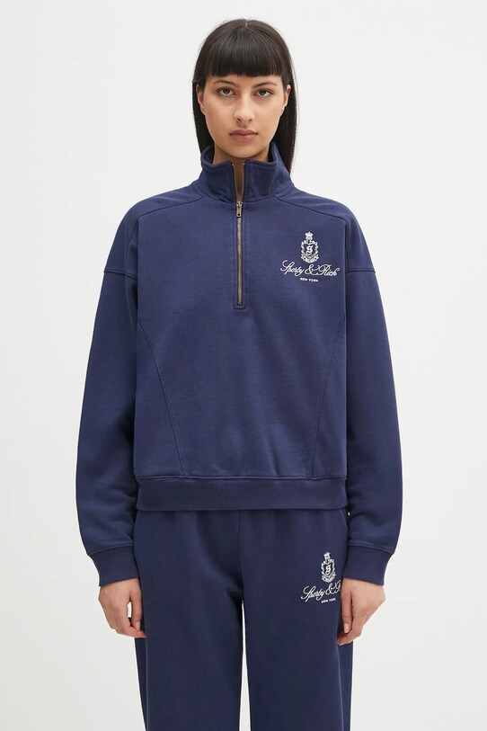 Sporty & Rich bluza bawełniana Vendome Embroidered Quarter Zip
